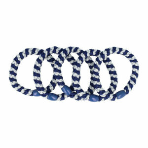 Haarelastieken basic - Hair Tie streep - Blauw zilver - Set van 5