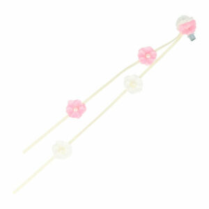 Haarspeld Duckklem 3cm – Bloemen Linten 25cm – Wit Roze