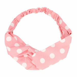 Haarband Twist 5cm – Stippenprint - Gladde Stof – Wit Lichtroze