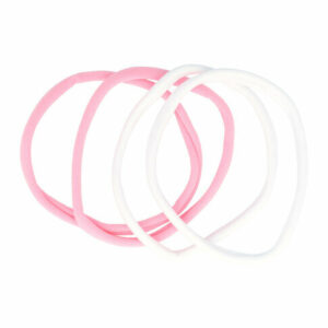 Haarband sport - Elastiek endless nylon - Roze wit - Set van 4