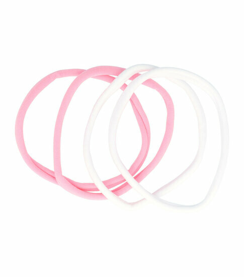 2110787532 Haarband sport - Elastiek endless nylon - Roze wit - Set van 4
