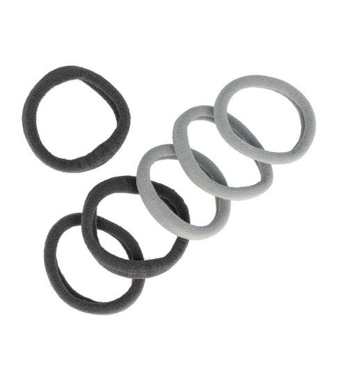 2110787604 Haarelastieken basic - Endless 4cm - Grijs - Set van 6