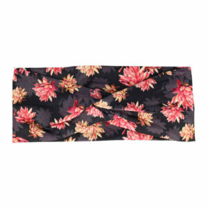 Haarband Twist 8cm – Bloemenprint – Jersey Stof – Roze Geel Zwart