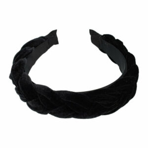 Haarband Diadeem 4cm – Gevlochten Velvet Stof – Zwart