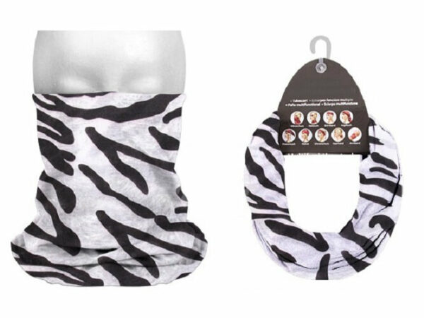 Haarband multifunctioneel - Zebra patroon 45x25cm - Wit zwart