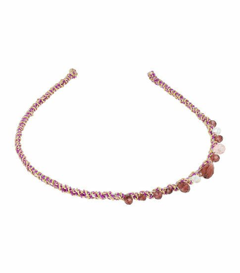 2110789878 Haarband Diadeem 0,5cm – Facetkralen & Gouddraad – Paars