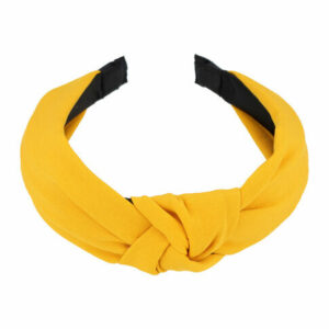 Haarband Diadeem 3cm – Knoop Effen Kleur – Gladde Stof – Geel