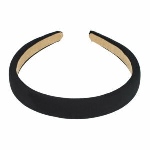 Haarband Diadeem 2cm – Zacht Gevuld – Effen Kleur Stof – Zwart