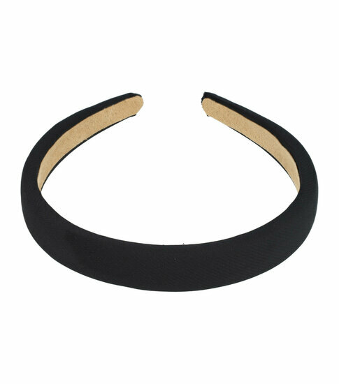 Haarband Diadeem 2cm – Zacht Gevuld – Effen Kleur Stof – Zwart
