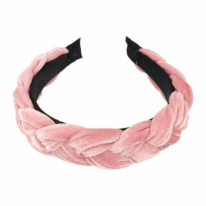 Haarband Diadeem 4cm – Gevlochten Velvet Stof – Roze