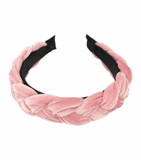 2110789965 Haarband Diadeem 4cm – Gevlochten Velvet Stof – Roze