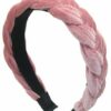 2110789968 Haarband Diadeem 4cm – Gevlochten Velvet Stof – Roze