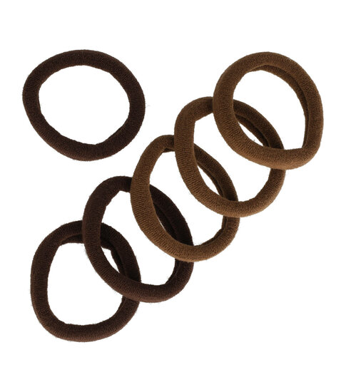 2110959174 Haarelastieken basic - Endless 4cm - Donker bruin - Set van 6