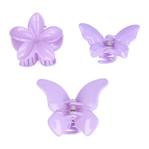 Haarspeld Haarklemmen 4 cm – Bloemvorm & Vlindervorm – Paars – Set van 3