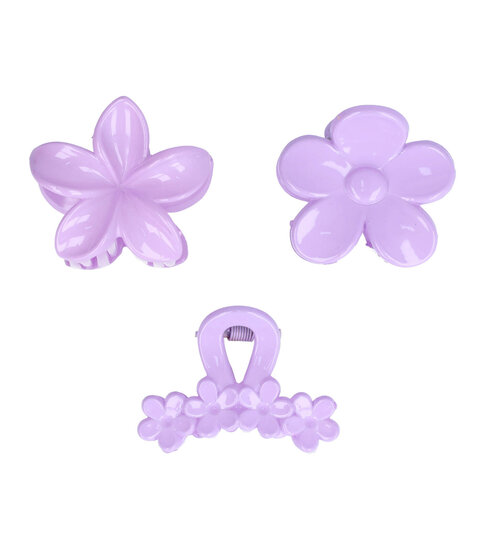 2110976874 Haarspeld Haarklemmen 4cm – Bloemvorm – Paars – Set van 3