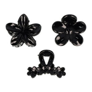 Haarspeld Haarklemmen 4cm – Bloemvorm – Zwart – Set van 3