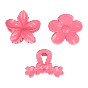 Haarspeld Haarklemmen 4cm – Bloemvorm – Fuchsia Roze – Set van 3