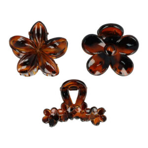 Haarspeld Haarklemmen 4cm – Bloemvorm – Bruin – Set van 3