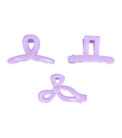 2111079645 Haarspeld Haarklemmen 4cm – Recht Wave Strik – Paars – Set van 3