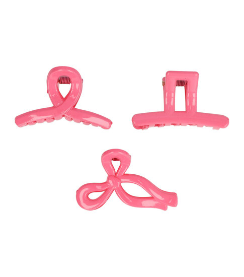 2111081667 Haarspeld Haarklemmen 4cm – Recht Wave Strik – Fuchsia Roze – Set van 3