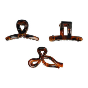 Haarspeld Haarklemmen 4cm – Recht Wave Strik – Bruin – Set van 3