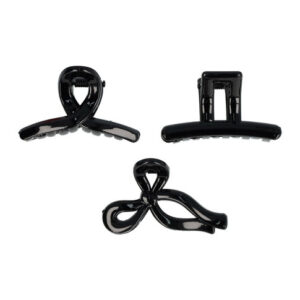 Haarspeld Haarklemmen 4cm – Recht Wave Strik – Zwart – Set van 3