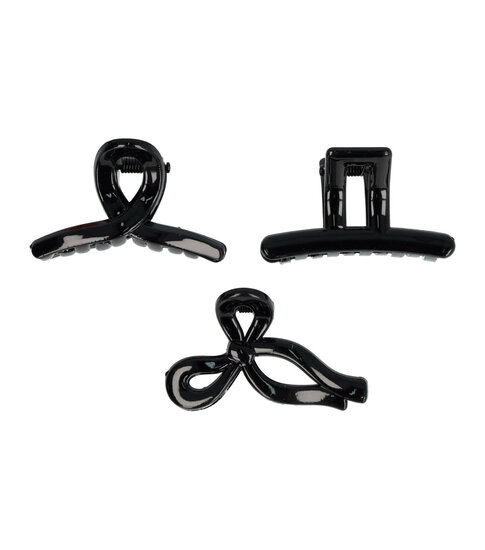 2111083404 Haarspeld Haarklemmen 4cm – Recht Wave Strik – Zwart – Set van 3