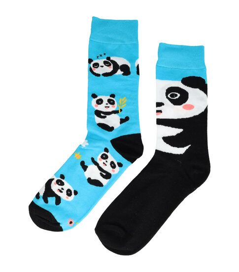 2113587423 Sokken katoen - pandabeer print - blauw zwart - maat 38-45