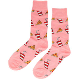 2113587444 Sokken katoen - pizza fastfood print - roze - maat 38-45