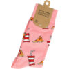 2113587447 Sokken katoen - pizza fastfood print - roze - maat 38-45
