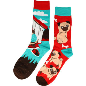 Sokken Katoen - Hond en Hondenhok Print - Rood Blauw - Maat 38-45