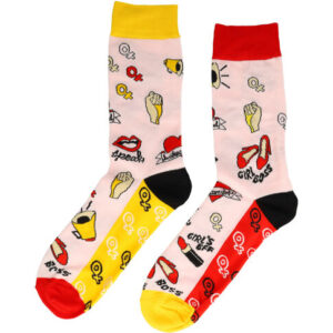 2113587495 Sokken katoen - girl boss print - roze zwart - maat 38-45