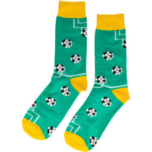 2113587531 Sokken katoen - voetbalveld print - groen geel - maat 38-45