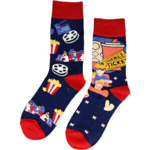 2113587546 Sokken katoen - film bioscoop print - rood blauw - maat 36-43