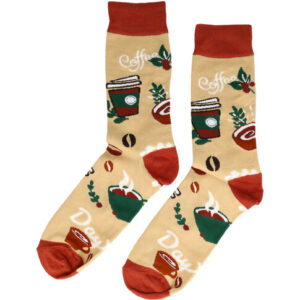 2113587561 Sokken katoen - koffie print - bruin beige - maat 38-45