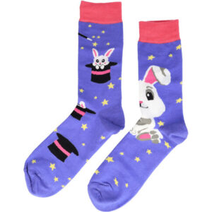 2113587801 Sokken katoen - konijn hoge hoed print - paars wit roze - maat 38-45