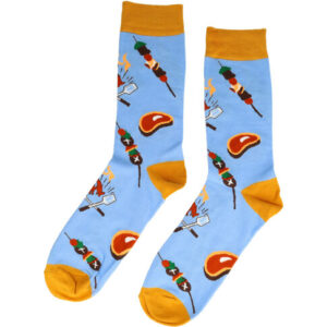 2113587858 Sokken katoen - BBQ print - blauw oranje - maat 38-45