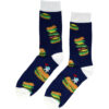 2113587927 Sokken katoen - hamburger fastfood print - blauw bruin - maat 38-45