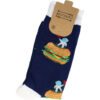 2113587930 Sokken katoen - hamburger fastfood print - blauw bruin - maat 38-45