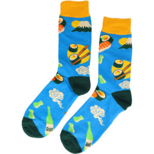 2113587948 Sokken katoen - sushi print - blauw geel - maat 38-45