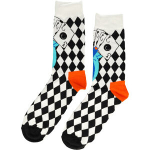 2113587984 Sokken katoen - kaartspel print - wit zwart - maat 38-45