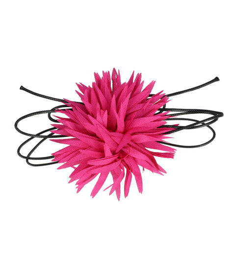 2113627653 Haarband bloem - Veter striklint - Fuchsia roze