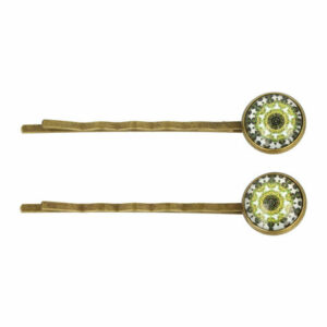 Haarspeld schuifspeldjes - Cirkel vintage 6cm - Groen bros - Set van 2