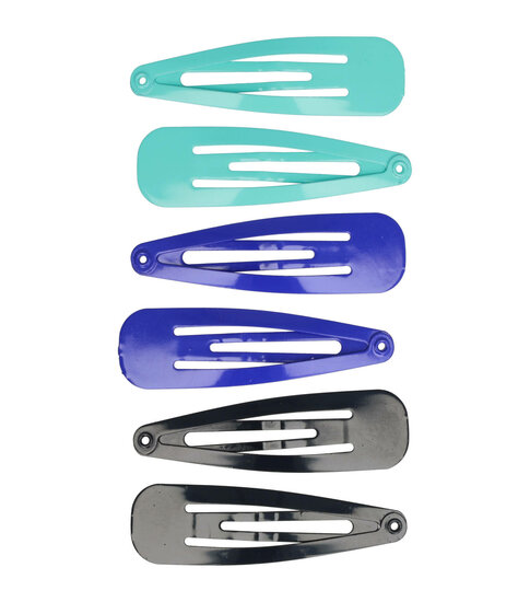 2113935408 Haarspeld Klikklak 4,5 cm - Basic - Blauw Zwart - Set van 6