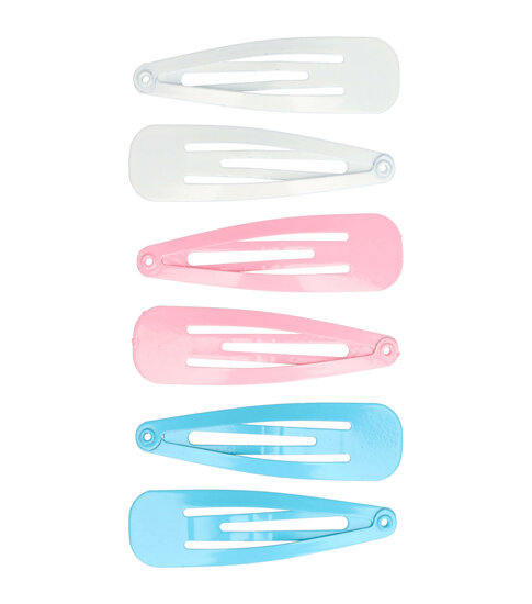 2113935417 Haarspeld Klikklak 4,5 cm - Basic - Wit Roze Blauw - Set van 6