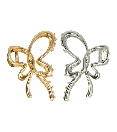 2113941081 Haarspeld Haarklemmen 10cm – XL Vlindervorm – Metaal – Goud Zilver – Set van 2