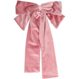 Haarspeld Patentspeld Strik 20cm – Velvet Stof – Lange Linten 25cm – Handmade – Roze