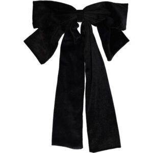 Haarspeld Patentspeld Strik 20cm – Velvet Stof – Lange Linten 25cm – Handmade – Zwart