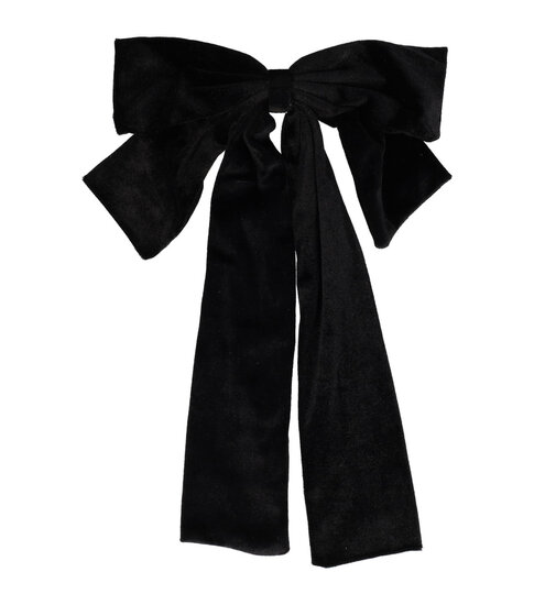 2114879724 Haarspeld Patentspeld Strik 20cm – Velvet Stof – Lange Linten 25cm – Handmade – Zwart