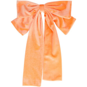 Haarspeld Patentspeld Strik 20cm – Velvet Stof – Lange Linten 25cm – Handmade – Oranje